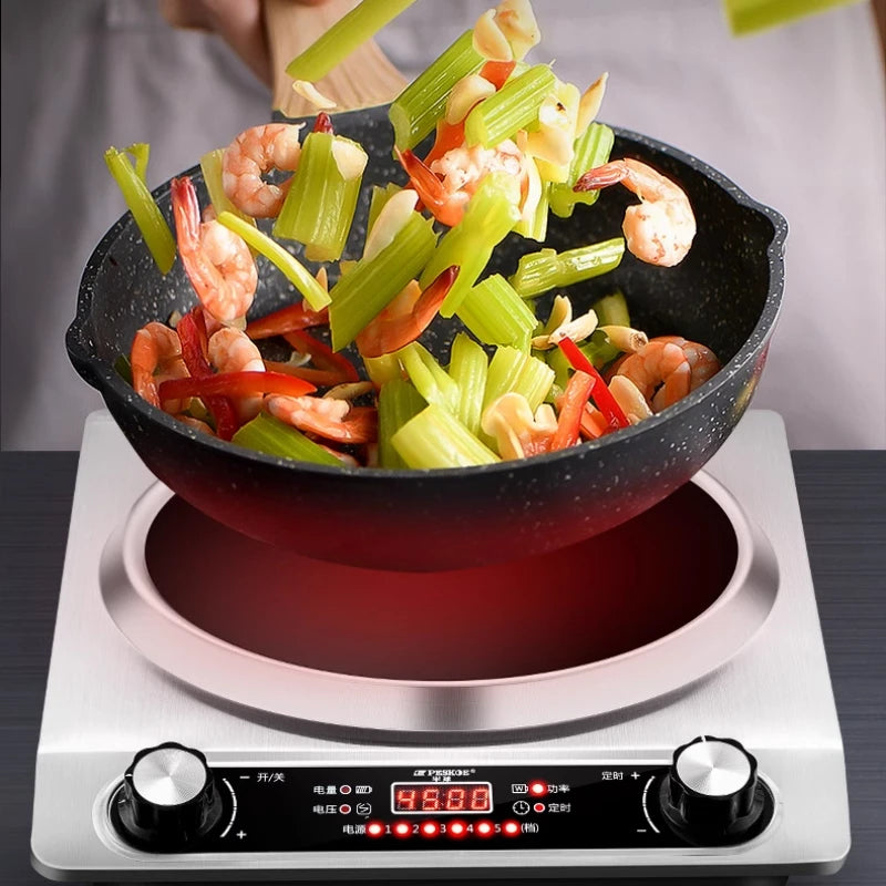 موقد تحريض مقعر 4500 وات منزلي عالي الطاقة وعاء طبخ نار شرسة متعدد الأغراض موقد تجاري مقاوم للماء