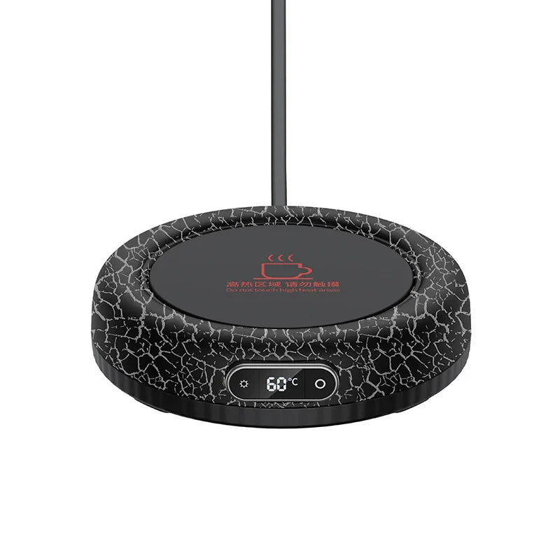 سخان كهربائي لأكواب المشروبات مزود بمصباح LED و4 سرعات وشاشة رقمية لدرجة الحرارة الثابتة للاستخدام المنزلي والمكتب مع قاعدة تسخين معزولة