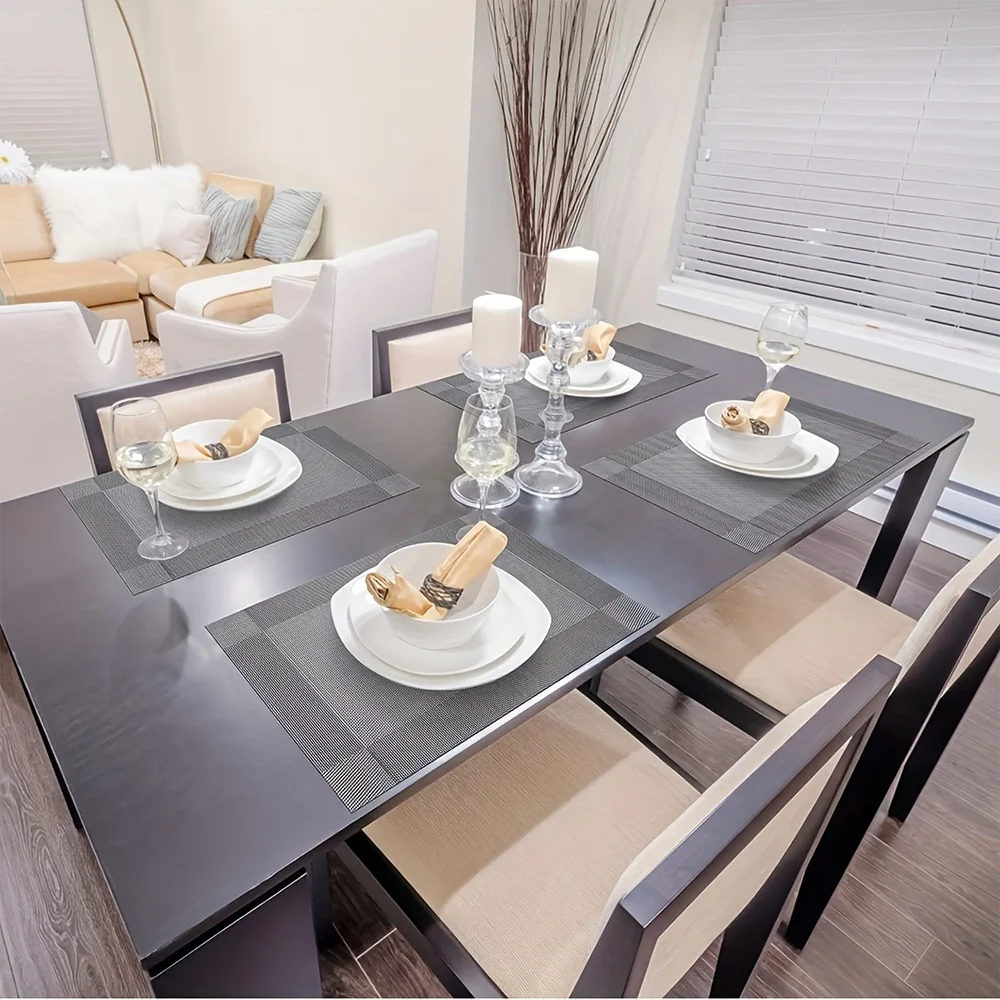 مفارش طاولة طعام المطبخ، مقاومة للحرارة، مضادة للانزلاق، قابلة للغسل، مصنوعة من مادة البولي فينيل كلوريد، سهلة التنظيف