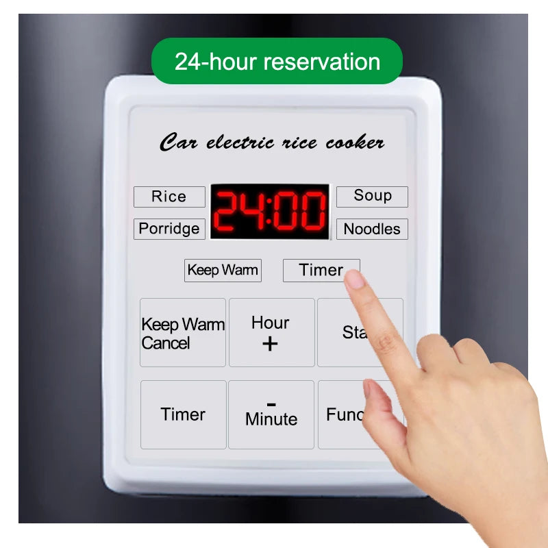 جهاز طهي الأرز الصغير للسيارة 12 فولت 24 فولت، سعة 1.6 لتر، جهاز طهي حساء العصيدة الكهربائي، جهاز طهي بالبخار، جهاز تسخين سريع لصندوق الغداء