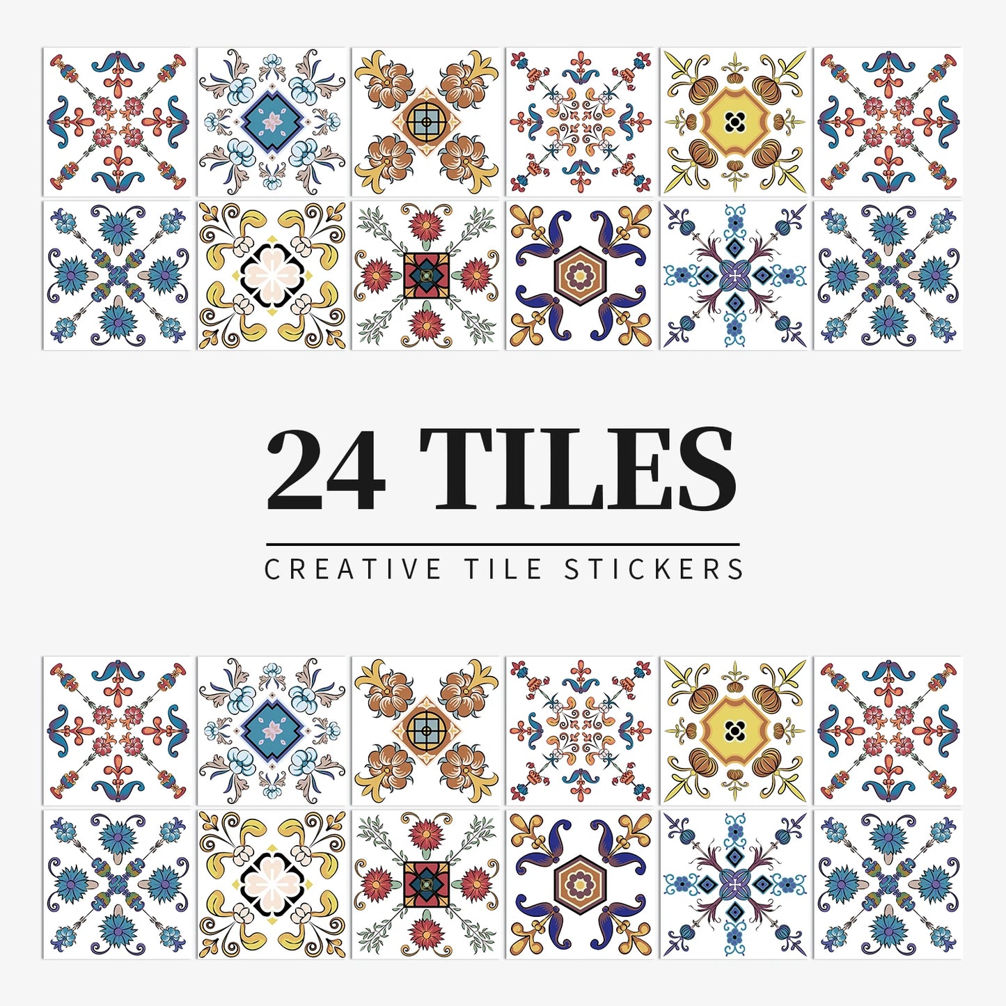 24 قطعة/مجموعة ملصقات بلاط بألوان فاتحة ملصقات حائط للمطبخ والحمام وتجديد المنزل ورق حائط مقاوم للماء ذاتي اللصق