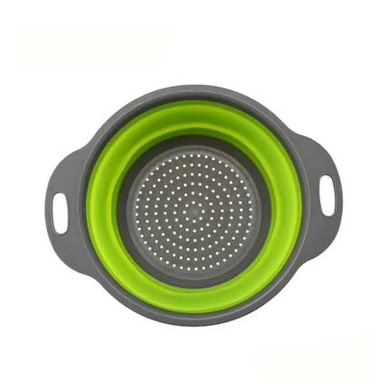 مصفاة سيليكون قابلة للطي، سلة غسيل الفواكه والخضروات، مصفاة مع مقبض، أدوات تخزين المطبخ