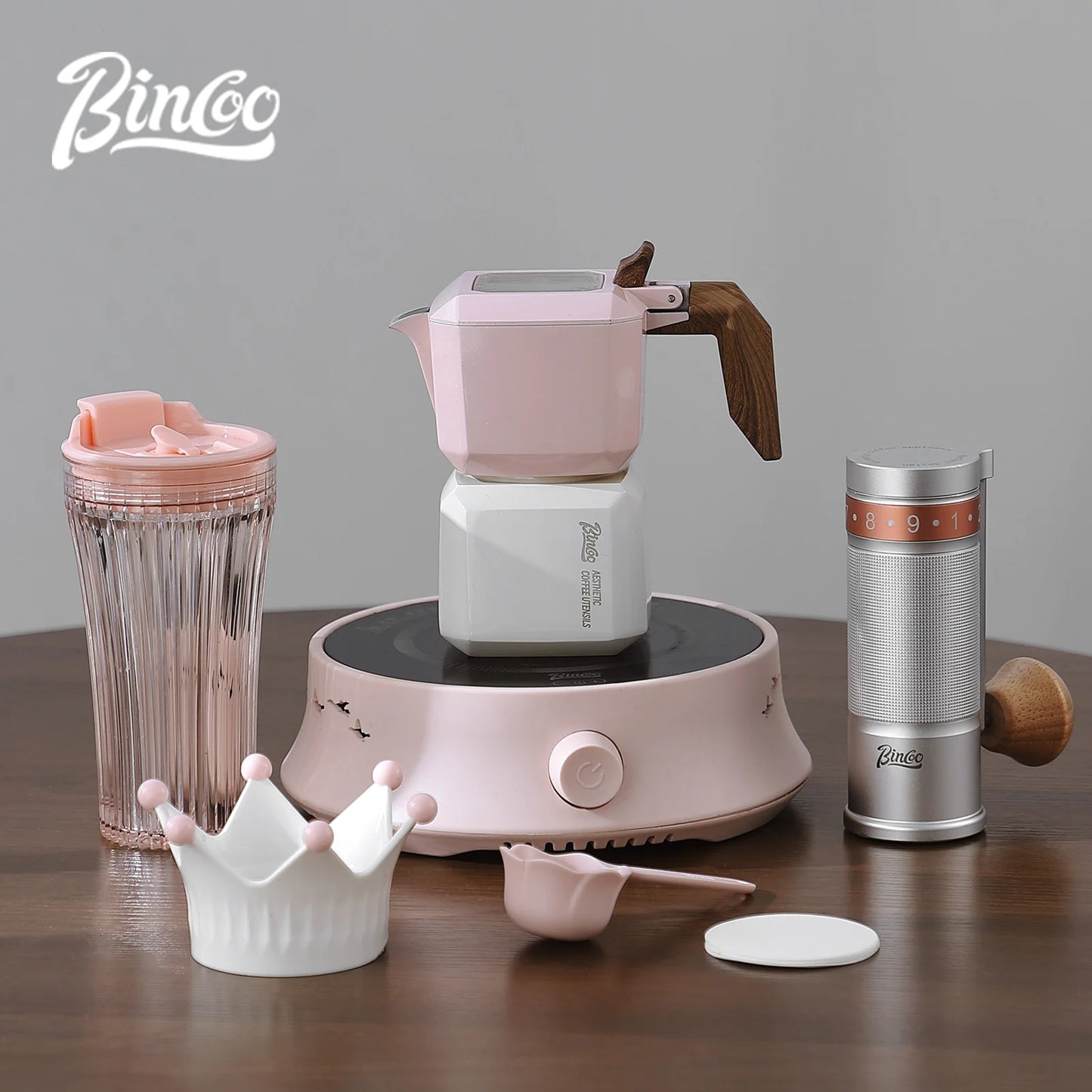 وعاء موكا مزدوج الصمام من بينكو، وعاء قهوة مربع، وعاء إسبريسو، مجموعة ماكينة استخلاص القهوة للمنزل والمكتب، موقد كهربائي 220 فولت