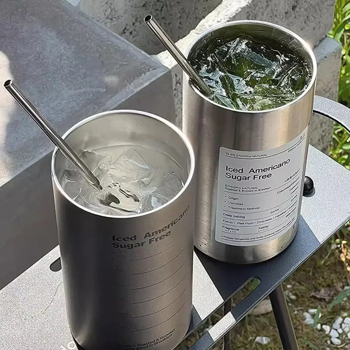 كوب حراري محمول مصنوع من الفولاذ المقاوم للصدأ 304 مع زجاجة مياه معزولة حراريًا ومانعة للتسرب مع شفاطة وأدوات شرب