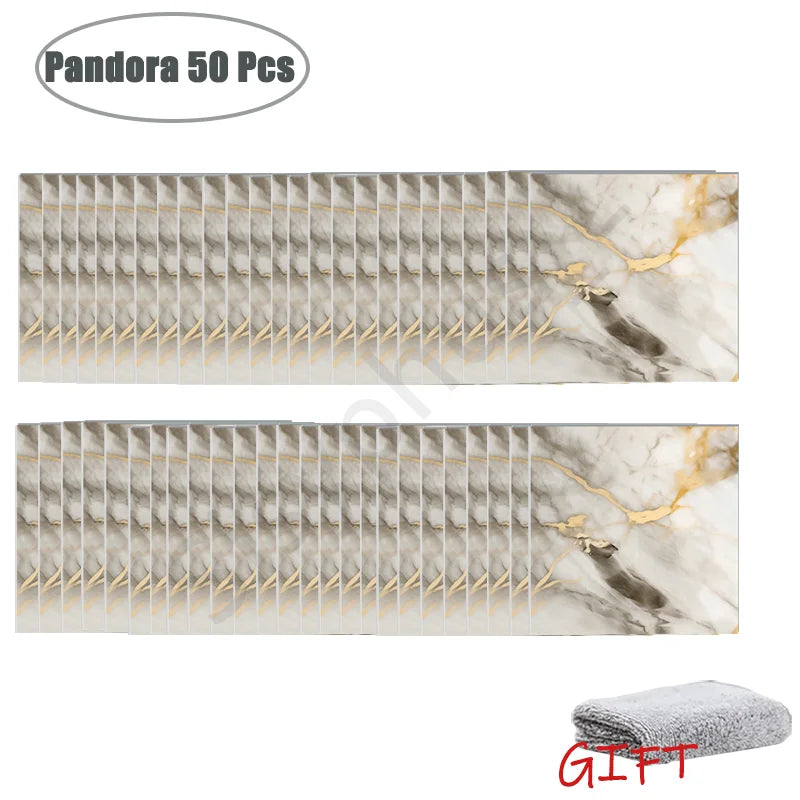 10-50 قطعة من ملصقات الحائط الرخامية المصنوعة من مادة البولي فينيل كلوريد ذاتية اللصق ملصق بلاط سميك للحمام وملصق أرضيات مقاوم للماء للمطبخ وديكور المنزل