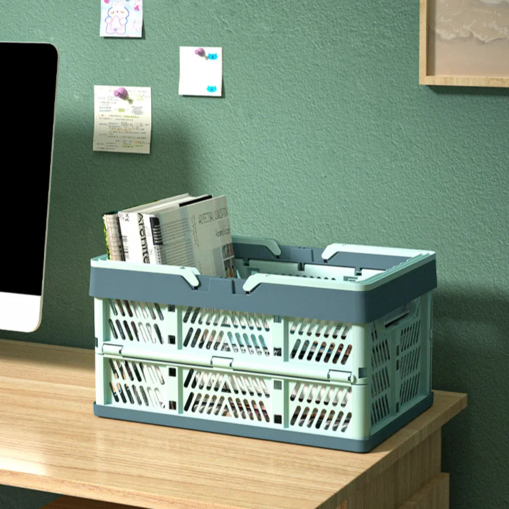 سلة تخزين قابلة للطي، سلة تخزين كبيرة قابلة للطي مع مقبض للمطبخ وغرفة المعيشة وتنظيم سطح المكتب