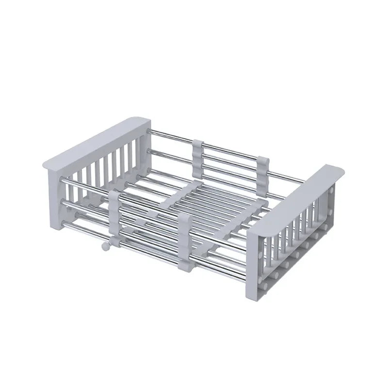 رف تصريف حوض قابل للسحب من 26 إلى 46 سم، عيدان تناول الفاكهة، سلة غسيل الخضراوات، تخزين أدوات المائدة المنزلية، مياه غسيل الأطباق