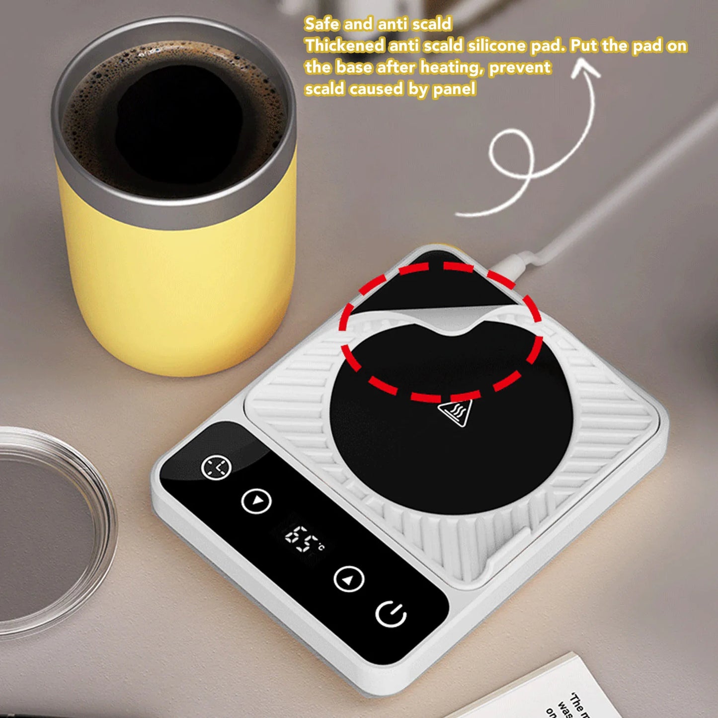 سخان أكواب كهربائي، 9 أوضاع لتسخين الأكواب، درجة حرارة ثابتة، إيقاف تلقائي، تسخين متساوٍ، سخان أكواب مكتبي، قابس أمريكي 110-120 فولت