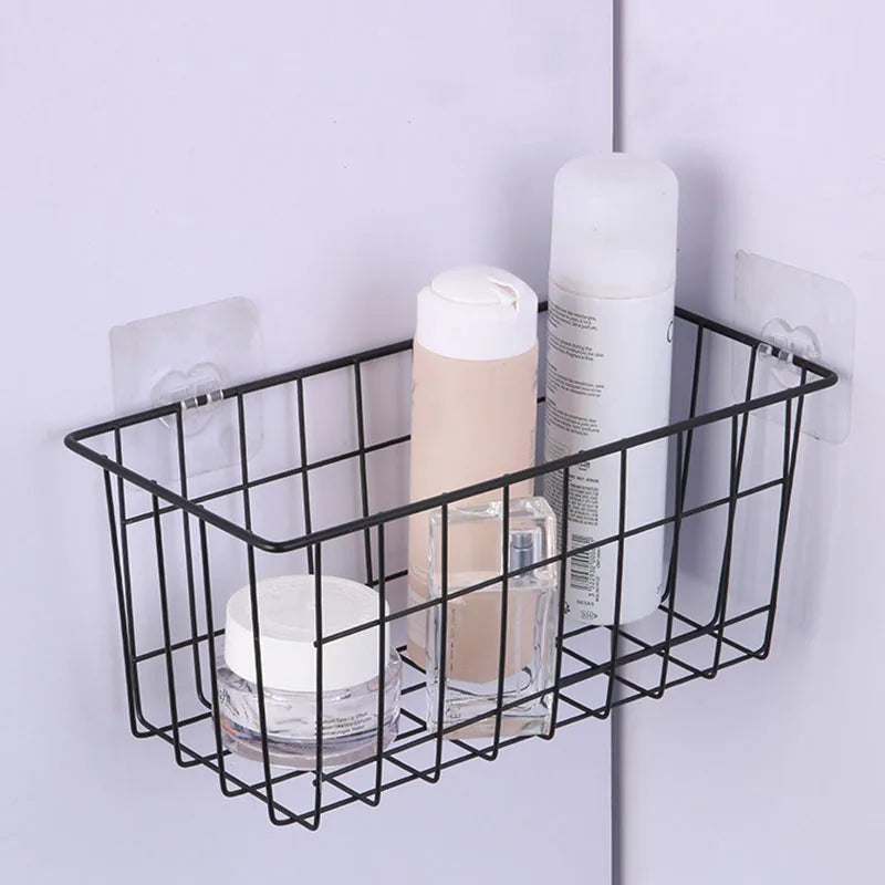رف تخزين المطبخ، توابل الحمام، سلة تخزين خالية من الثقوب، مكتب، غرفة نوم، رف حائط الحمام، سلة معلقة