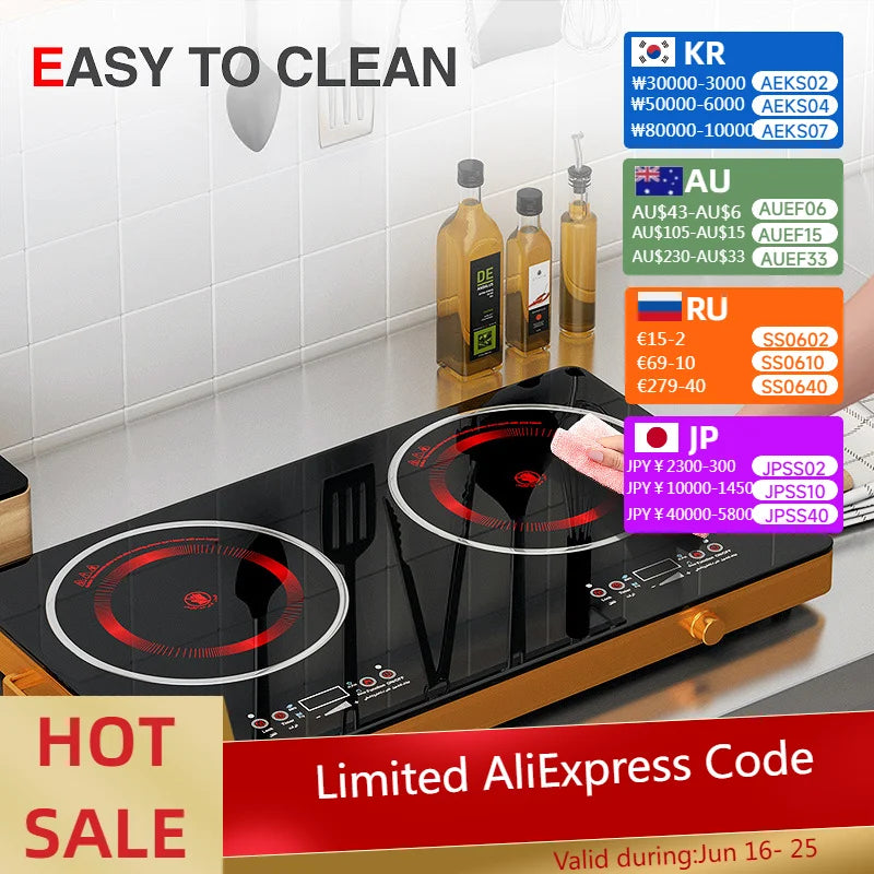 موقد سيراميك كهربائي عالي الطاقة T04، موقد حثي، طبق طهي المعكرونة، فرن لتحضير الشاي، غلاية ماء، سخان 220 فولت