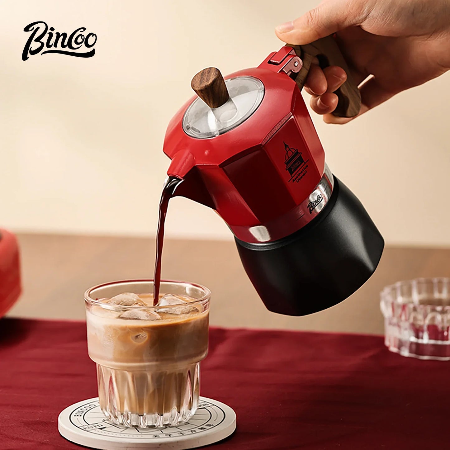 ماكينة صنع قهوة موكا من Bincoo ذات صمام مزدوج، موقد كهربائي، قهوة إيطالية منزلية، ملحقات باريستا خارجية، 220 فولت