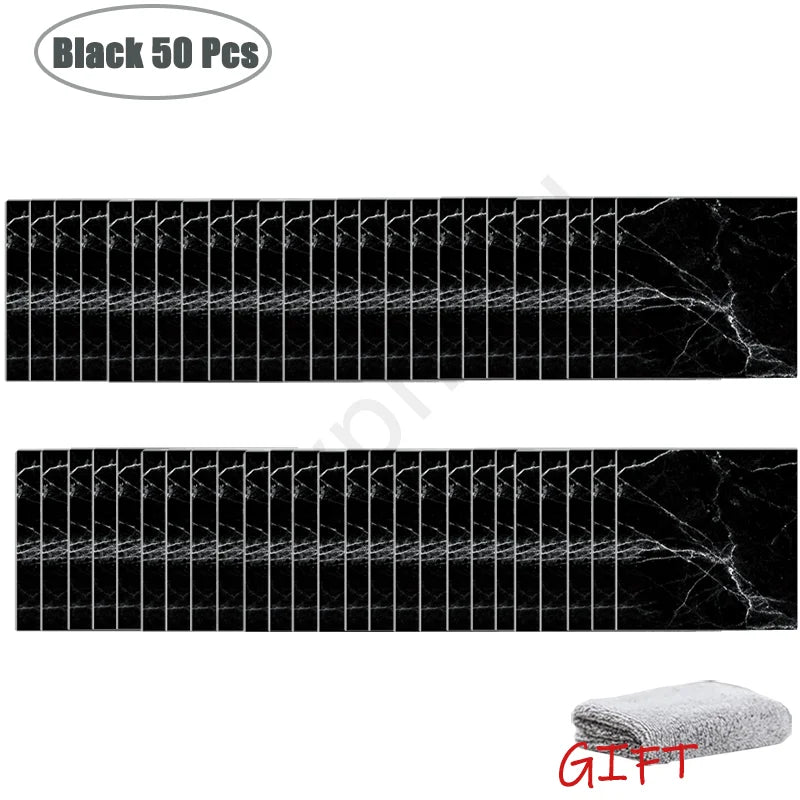 10-50 قطعة من ملصقات الحائط الرخامية المصنوعة من مادة البولي فينيل كلوريد ذاتية اللصق ملصق بلاط سميك للحمام وملصق أرضيات مقاوم للماء للمطبخ وديكور المنزل