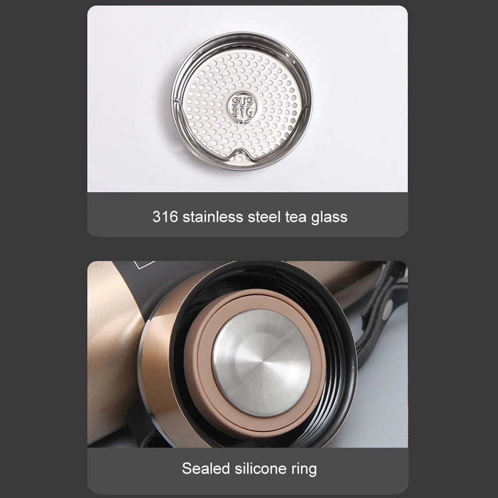 زجاجة مياه حرارية سعة 1 لتر للحفاظ على الماء البارد والساخن، ترمس للماء والشاي والقهوة، قوارير مفرغة من الهواء، زجاجة ترمس من الفولاذ المقاوم للصدأ