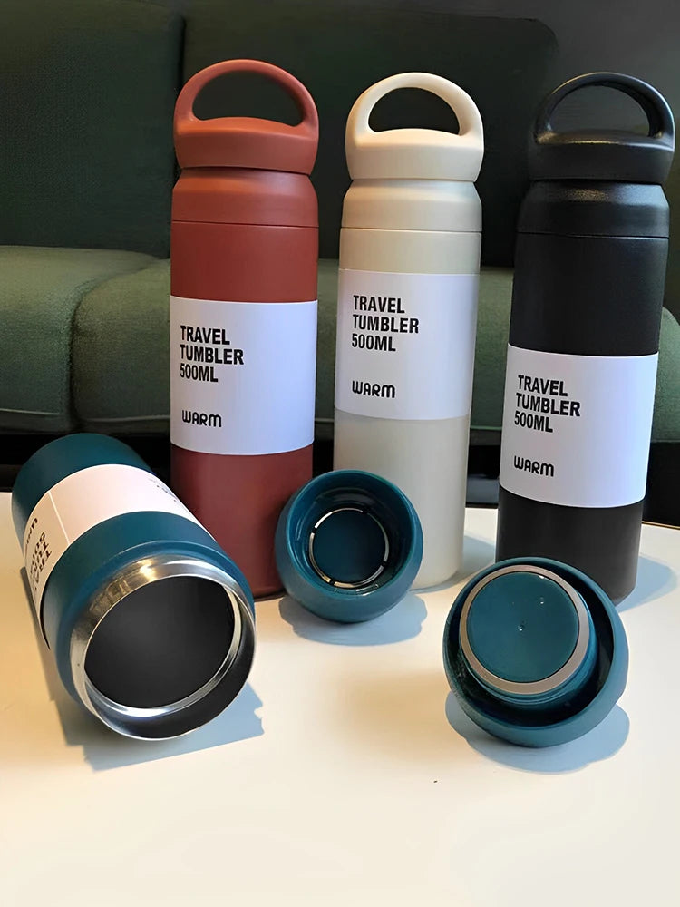 أكواب حرارية سعة 500 مل، كوب قهوة معزول، زجاجة ماء، كوب حراري من الفولاذ المقاوم للصدأ، قارورة مفرغة من الهواء، أكواب سفر محمولة للمكتب