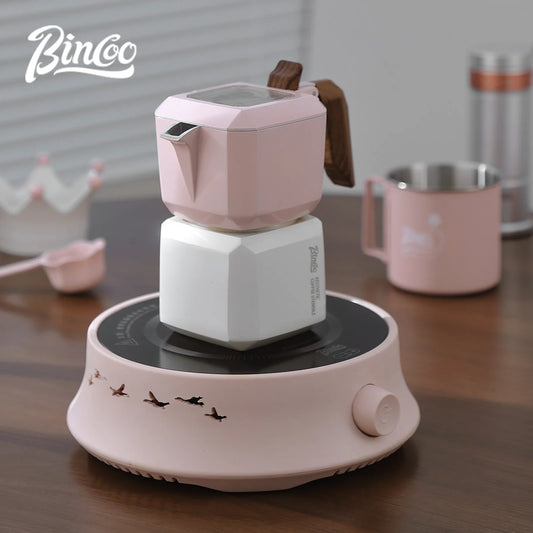 وعاء موكا مزدوج الصمام من بينكو، وعاء قهوة مربع، وعاء إسبريسو، مجموعة ماكينة استخلاص القهوة للمنزل والمكتب، موقد كهربائي 220 فولت