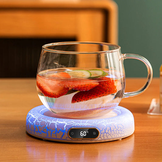 سخان كهربائي لأكواب المشروبات مزود بمصباح LED و4 سرعات وشاشة رقمية لدرجة الحرارة الثابتة للاستخدام المنزلي والمكتب مع قاعدة تسخين معزولة