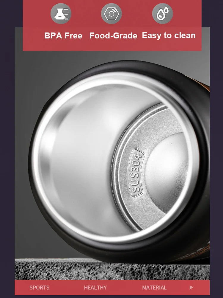 ترمس خارجي محمول مصنوع من الفولاذ المقاوم للصدأ 304، كوب حراري، قوارير مفرغة، زجاجة مياه رياضية ساخنة وباردة مع ماصة