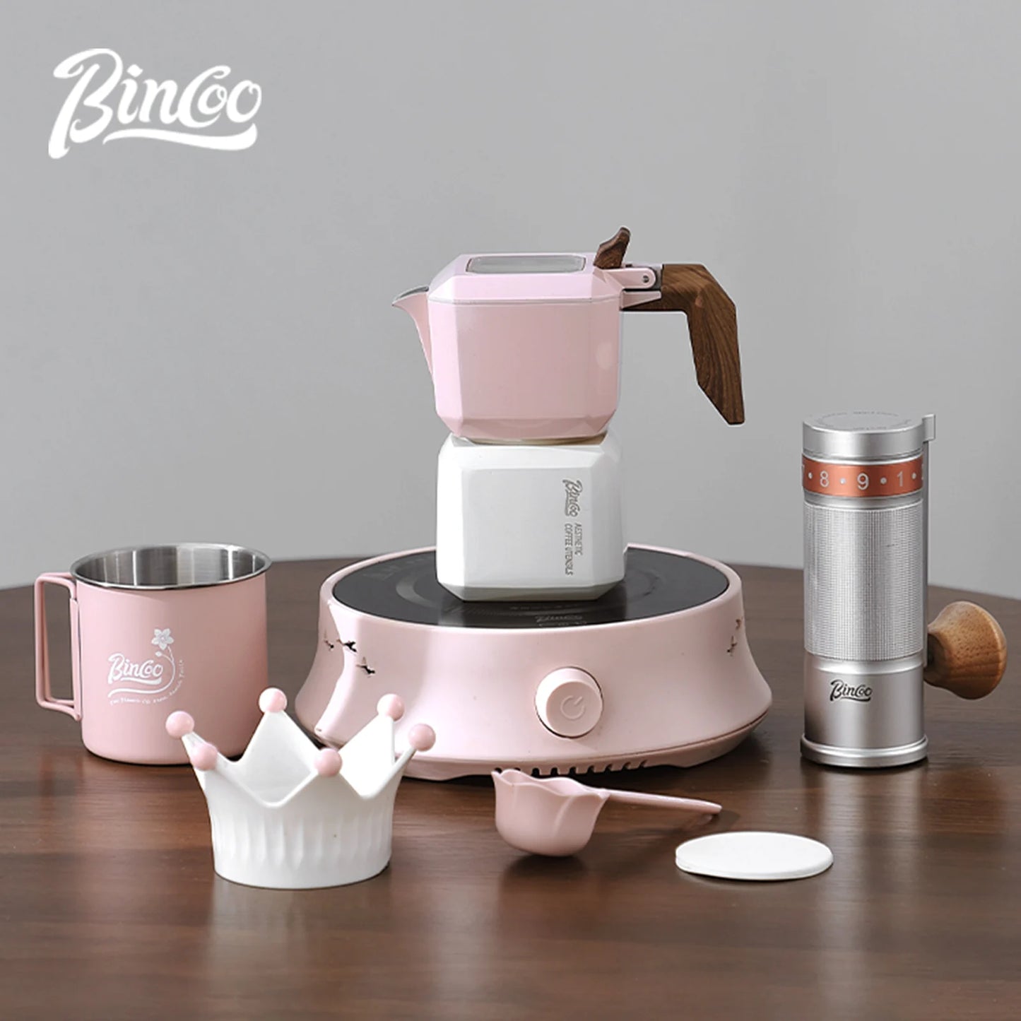 وعاء موكا مزدوج الصمام من بينكو، وعاء قهوة مربع، وعاء إسبريسو، مجموعة ماكينة استخلاص القهوة للمنزل والمكتب، موقد كهربائي 220 فولت