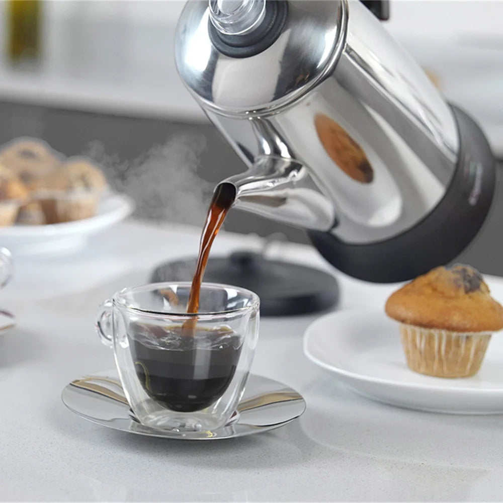 ماكينة تحضير القهوة الكهربائية من الفولاذ المقاوم للصدأ، ماكينة تحضير القهوة، 12 كوبًا، غلاية تنقيط، ماكينة إسبريسو، أدوات مطبخ منزلية