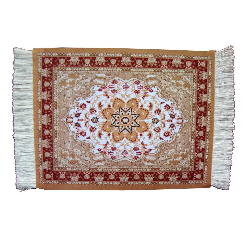 سجادة فارسية صغيرة منسوجة على الطراز القديم، وسادة ماوس بنمط كوب للكمبيوتر المحمول مع هامش، ديكور طاولة المكتب المنزلي، حرفة يدوية