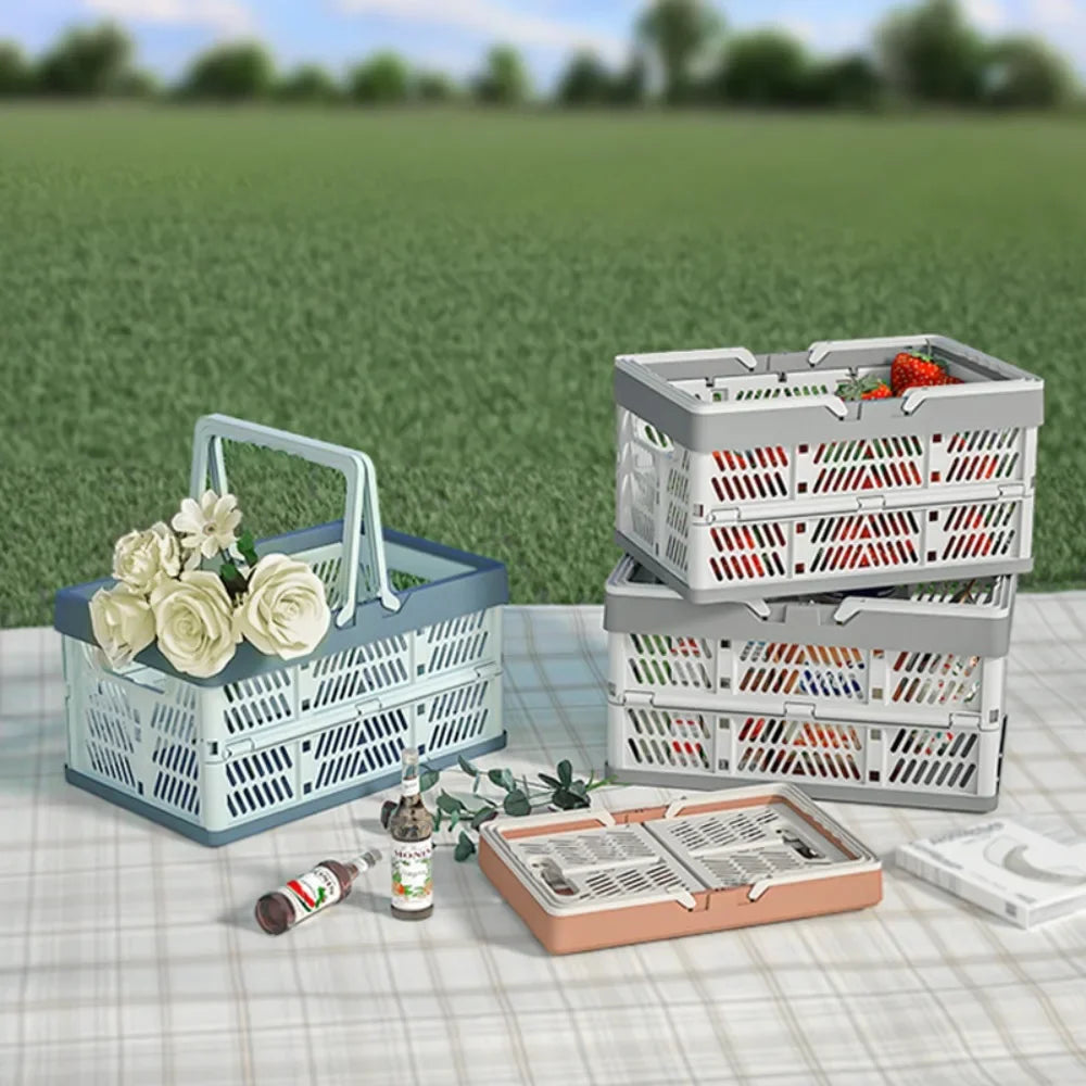 سلة تخزين قابلة للطي، سلة تخزين كبيرة قابلة للطي مع مقبض للمطبخ وغرفة المعيشة وتنظيم سطح المكتب