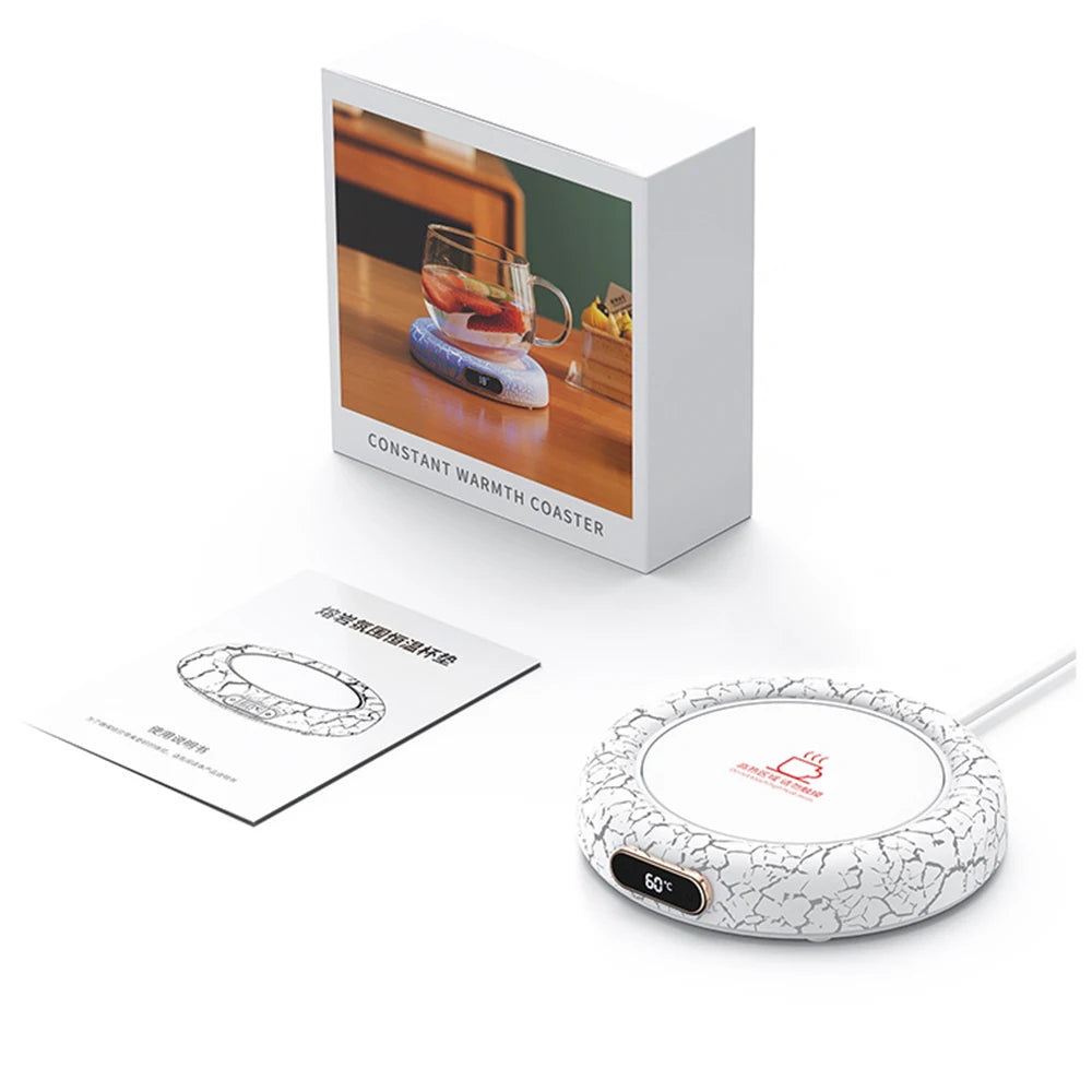 سخان كهربائي لأكواب المشروبات مزود بمصباح LED و4 سرعات وشاشة رقمية لدرجة الحرارة الثابتة للاستخدام المنزلي والمكتب مع قاعدة تسخين معزولة