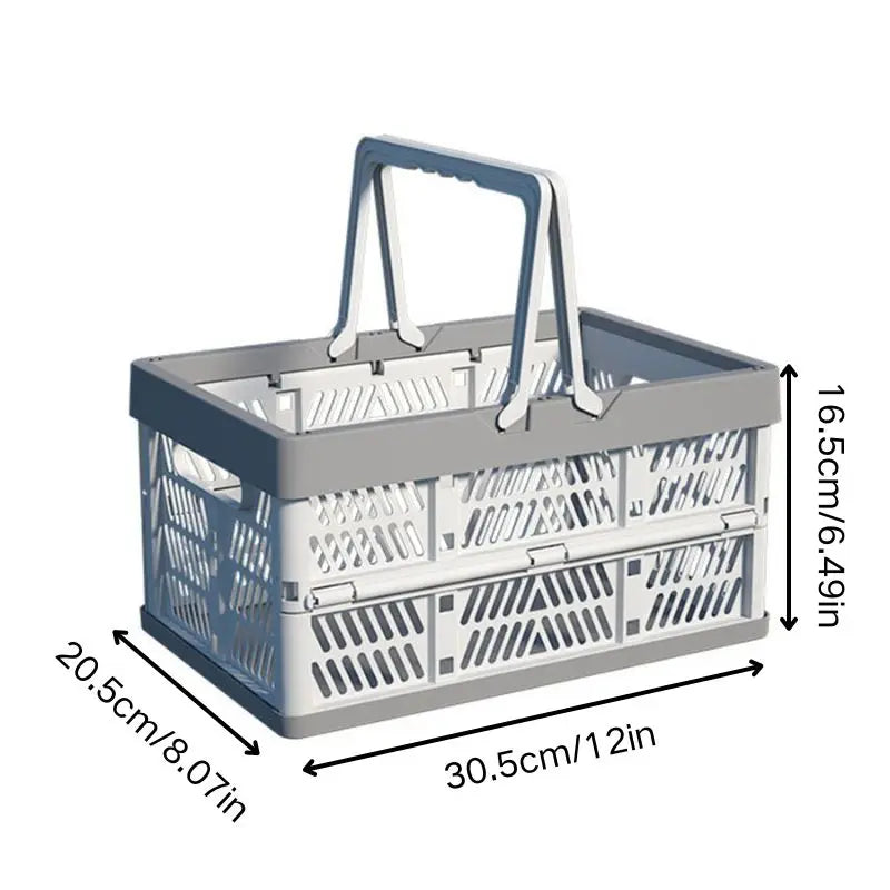 سلة قابلة للطي للنزهات الخارجية المحمولة مع مقبض للتخييم، صندوق تخزين بلاستيكي قابل للطي، سلة تسوق كبيرة للسوبر ماركت