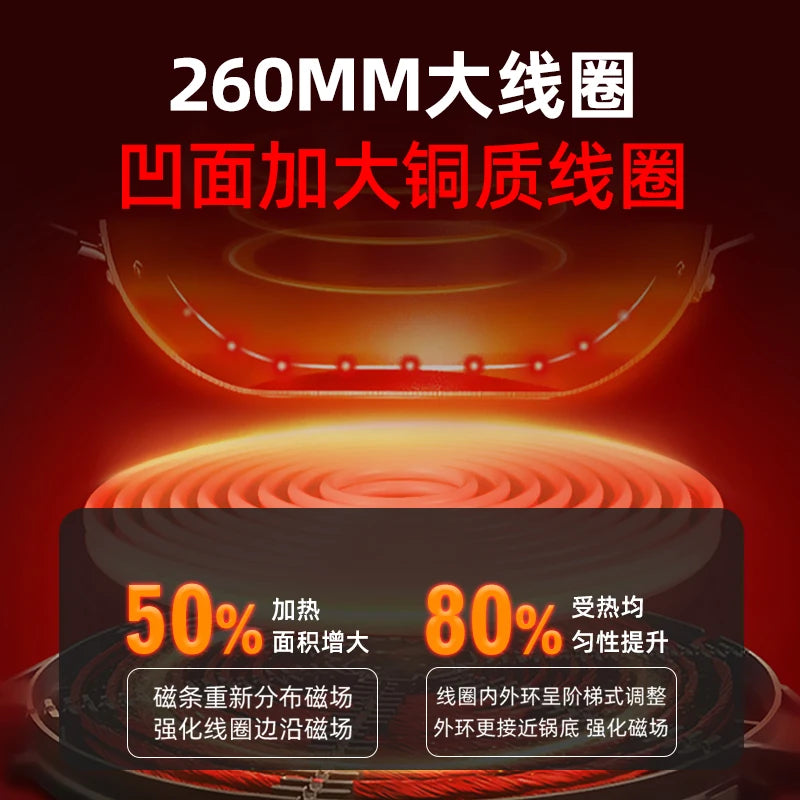 موقد تحريض مقعر 4500 وات منزلي عالي الطاقة وعاء طبخ نار شرسة متعدد الأغراض موقد تجاري مقاوم للماء