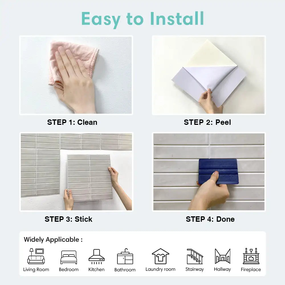 ملصقات حائط ديكورية ثلاثية الأبعاد، ملصقات بلاط ذاتية اللصق ثلاثية الأبعاد للمطبخ والحمام، مقاومة للماء والعفن، 30 × 30 سم