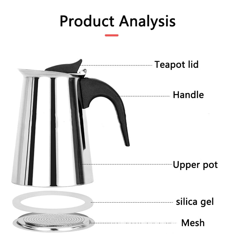 ماكينة قهوة موكا سعة 2/4/6/9/12 كوب، ماكينة قهوة كهربائية، ماكينة تحضير لاتيه، موقد، ماكينة تحضير قهوة موكا