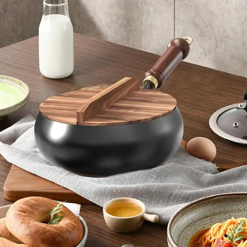 مقلاة ووك من الحديد الزهر غير مطلية للاستخدام العام في طباخ الغاز والحث، مقلاة ووك صينية 24 سم للطهي