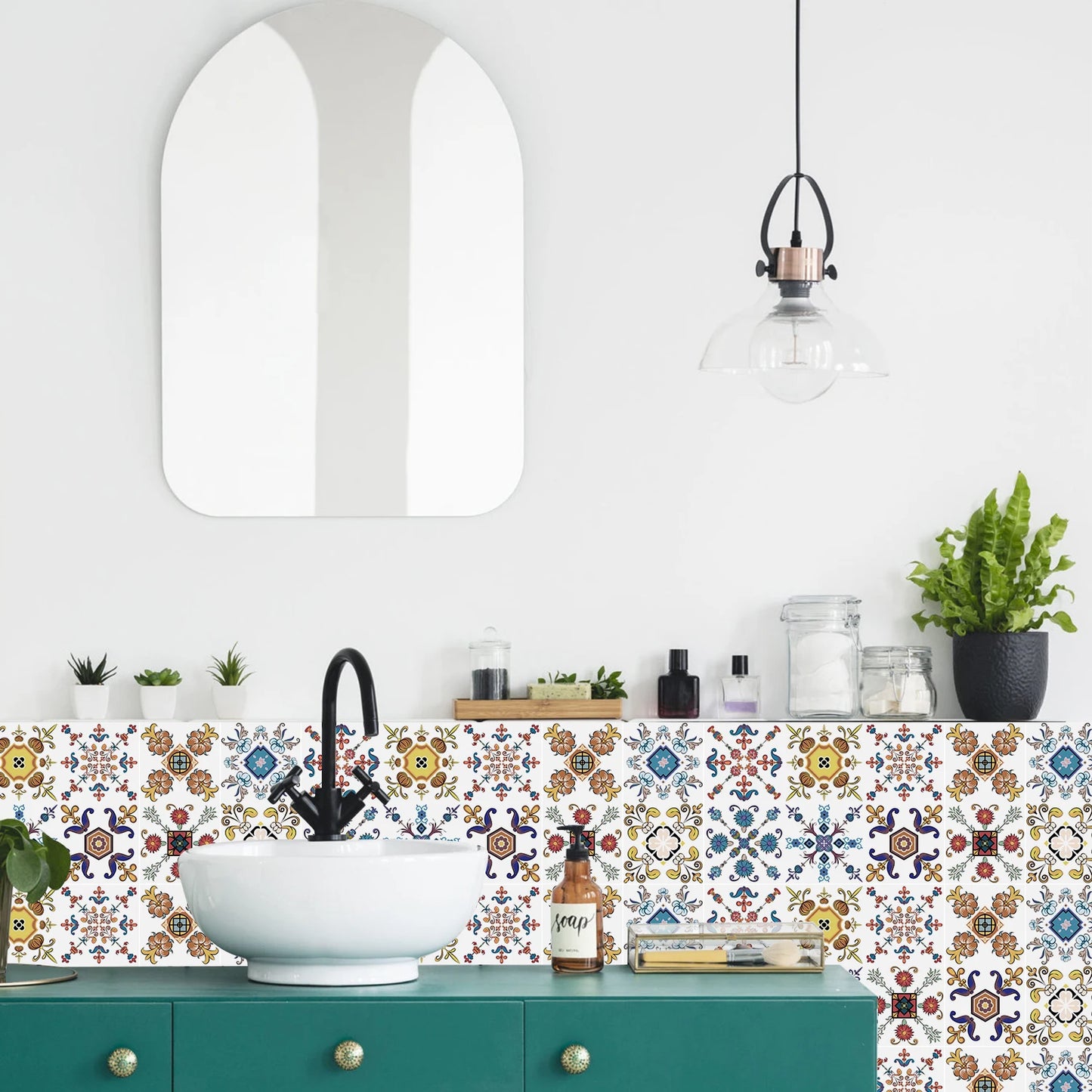 24 قطعة/مجموعة ملصقات بلاط بألوان فاتحة ملصقات حائط للمطبخ والحمام وتجديد المنزل ورق حائط مقاوم للماء ذاتي اللصق