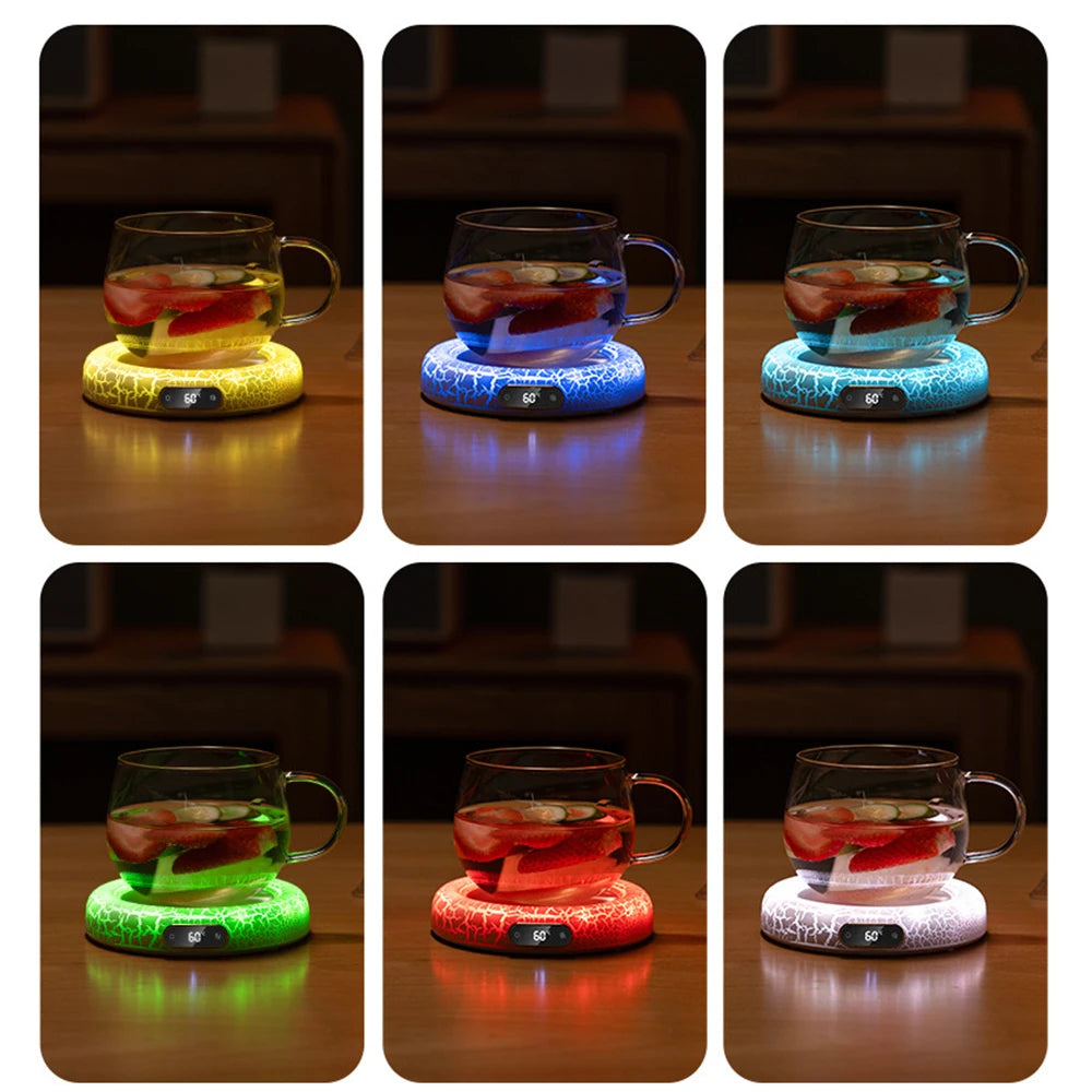 سخان كهربائي لأكواب المشروبات مزود بمصباح LED و4 سرعات وشاشة رقمية لدرجة الحرارة الثابتة للاستخدام المنزلي والمكتب مع قاعدة تسخين معزولة