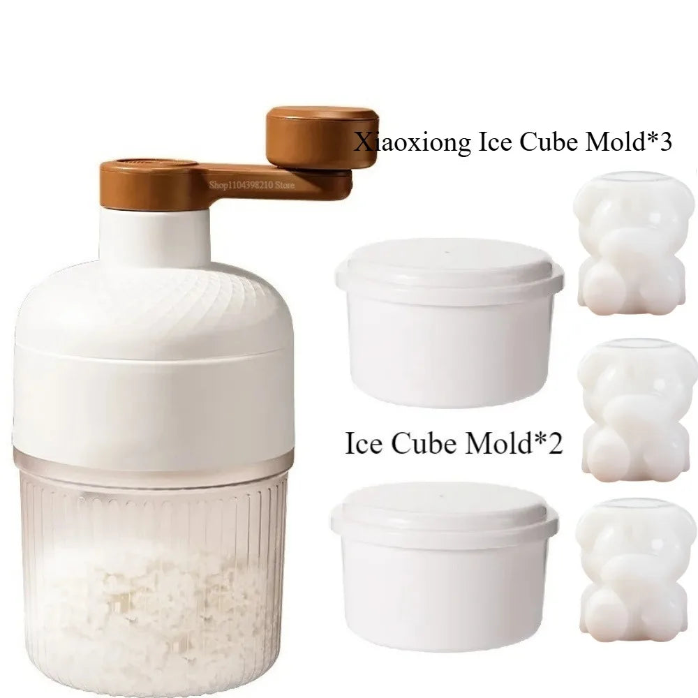آلة صنع العصائر اليدوية صغيرة الحجم للاستخدام المنزلي مع قالب مكعبات الثلج وآلة تكسير الثلج اليدوية للمطبخ