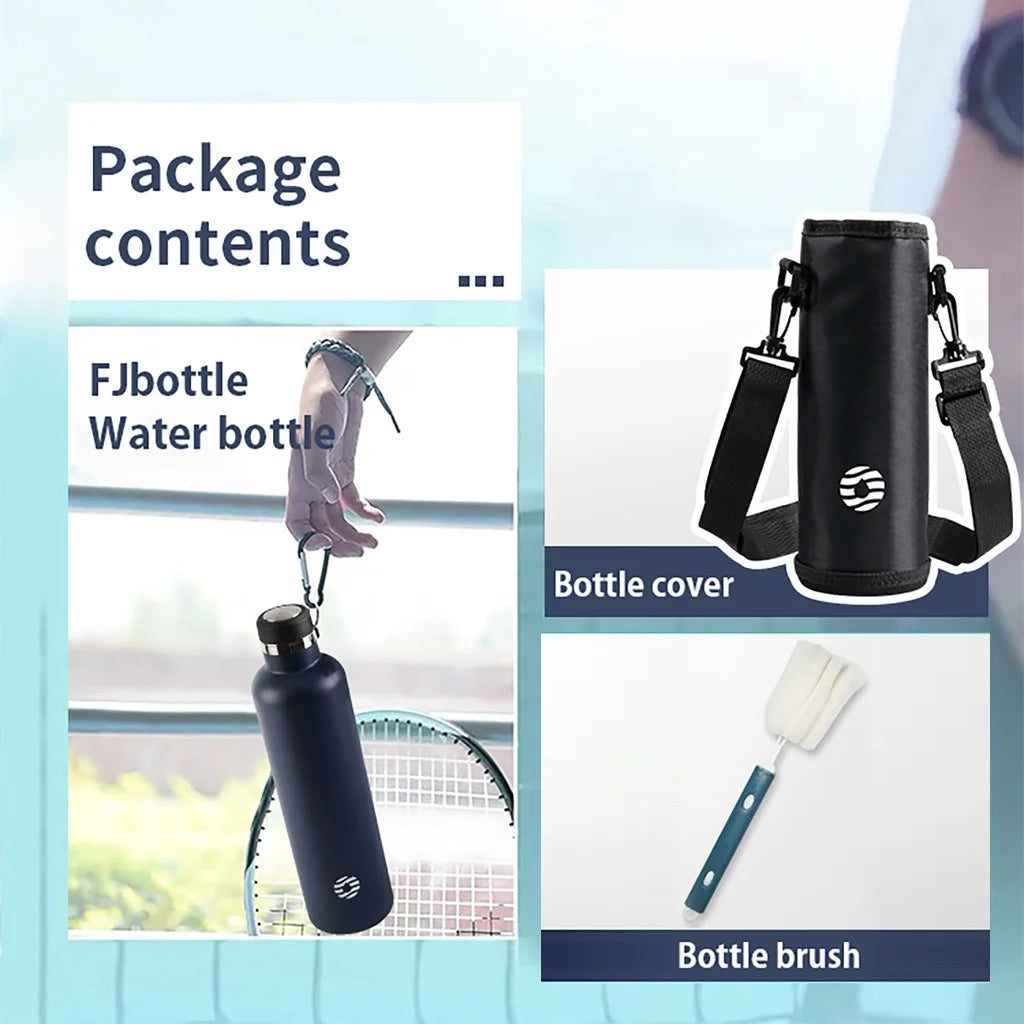 زجاجة ترمس فيجيان من الفولاذ المقاوم للصدأ سعة 1000 مل، قارورة رياضية معزولة بالفراغ، زجاجة مياه مانعة للتسرب وخالية من مادة BPA