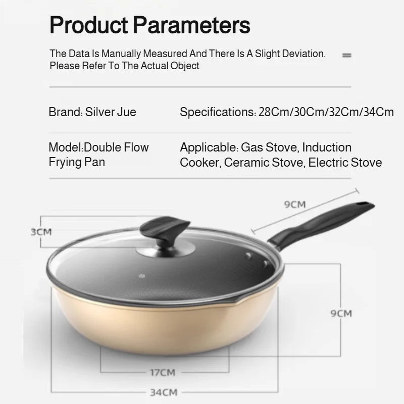 【مقلاة غير لاصقة】مقلاة ووك غير لاصقة بنمط قرص العسل - مقلاة متعددة الوظائف لجميع المواقد، طلاء مقاوم للخدش