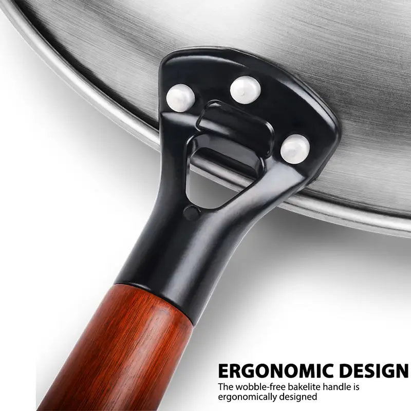 مقلاة ووك حديدية مقاس 30/32 سم، مقلاة ووك تقليدية مصنوعة يدويًا، أواني طهي للمطبخ غير مطلية، فرن كهرومغناطيسي، وعاء حديدي عام