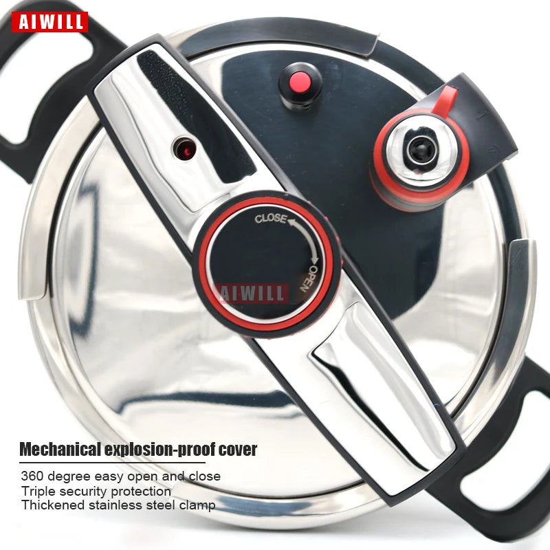 قدر ضغط AIWILL سعة 2 لتر/6 لتر/8 لتر، 3 سرعات، مصنوع من الفولاذ المقاوم للصدأ 304، متعدد الوظائف، ضغط محدود، مقاوم للانفجار، طهي سريع