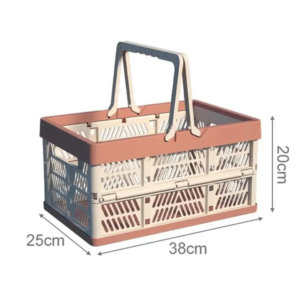 سلة تخزين قابلة للطي، سلة تخزين كبيرة قابلة للطي مع مقبض للمطبخ وغرفة المعيشة وتنظيم سطح المكتب