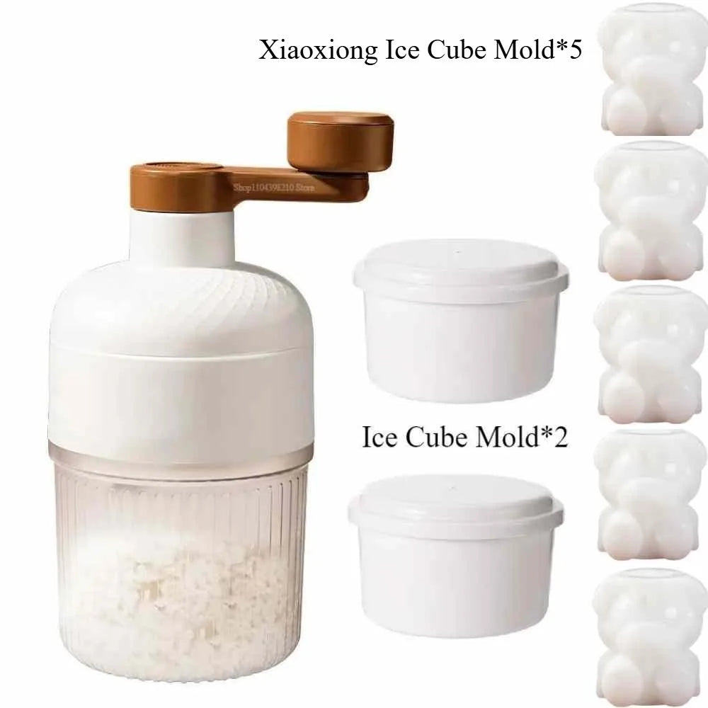 آلة صنع العصائر اليدوية صغيرة الحجم للاستخدام المنزلي مع قالب مكعبات الثلج وآلة تكسير الثلج اليدوية للمطبخ