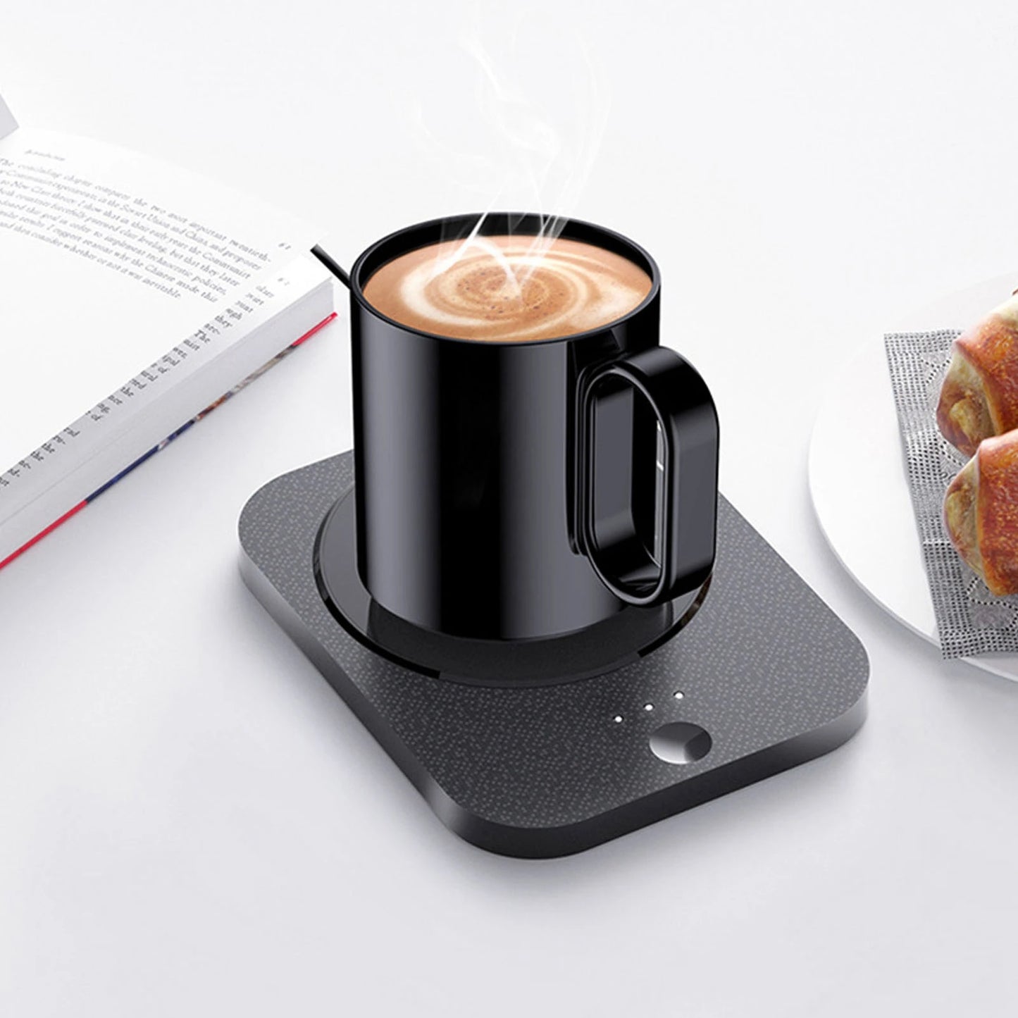 سخان كهربائي ذكي لأكواب القهوة مع تدفئة ثابتة 55 درجة مئوية ومصدر طاقة USB وكوب سيراميك للمكتب 5 فولت