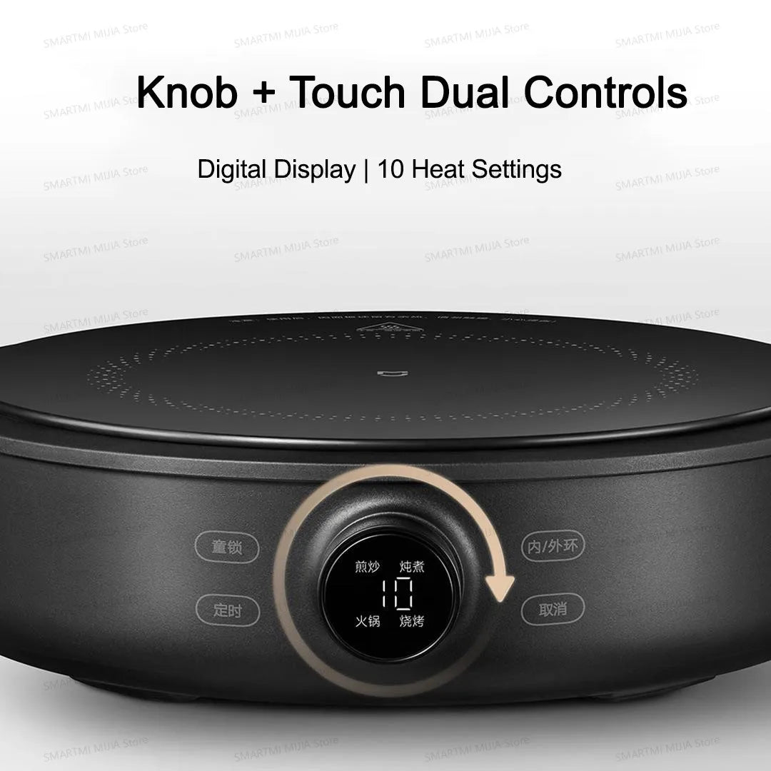 موقد سيراميك كهربائي من شاومي ميجيا، 10 مستويات طاقة مع قفل أمان للأطفال، مؤقت، طباخ حثي بقوة 2200 واط، إصدار صيني مع محول
