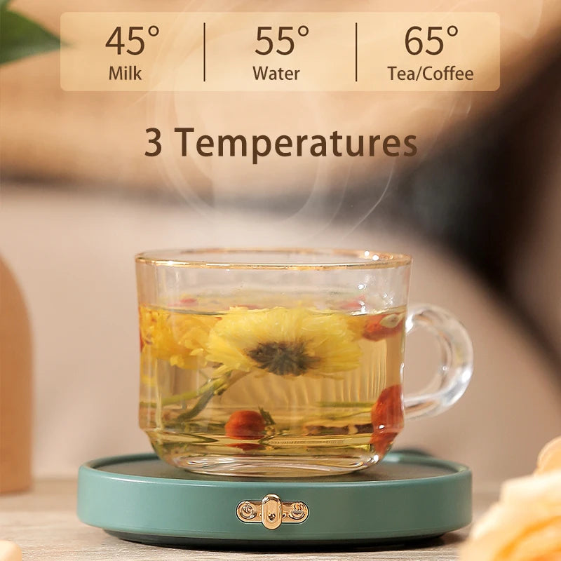 سخان أكواب قهوة ذكي مزود بمؤقت للاستخدام على مكتب العمل، سخان مشروبات كهربائي للكاكاو والشاي والماء والحليب، 3 إعدادات لدرجة الحرارة