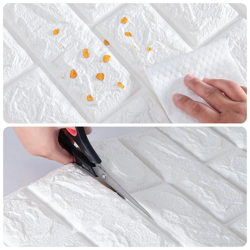 ورق حائط ذاتي اللصق مقاس 70 سم × 100 سم، ديكور منزلي عصري، ملصقات حائط مقاومة للماء مصنوعة من مادة البولي فينيل كلوريد، رغوة ثلاثية الأبعاد، نمط الطوب DIY، غرفة