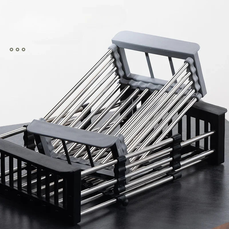 رف تصريف حوض قابل للسحب من 26 إلى 46 سم، عيدان تناول الفاكهة، سلة غسيل الخضراوات، تخزين أدوات المائدة المنزلية، مياه غسيل الأطباق