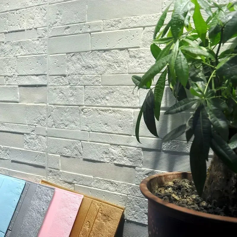 5-15 قطعة 35 سم × 35 سم ملصق حائط ثلاثي الأبعاد ذاتي اللصق بلون واحد مقاوم للماء DIY غرفة المعيشة خلفية نمط الطوب ديكور المنزل