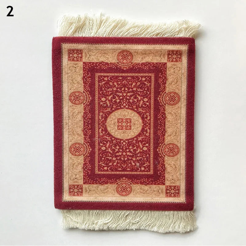 سجادة فارسية صغيرة منسوجة على الطراز القديم، وسادة ماوس بنمط كوب للكمبيوتر المحمول مع هامش، ديكور طاولة المكتب المنزلي، حرفة يدوية