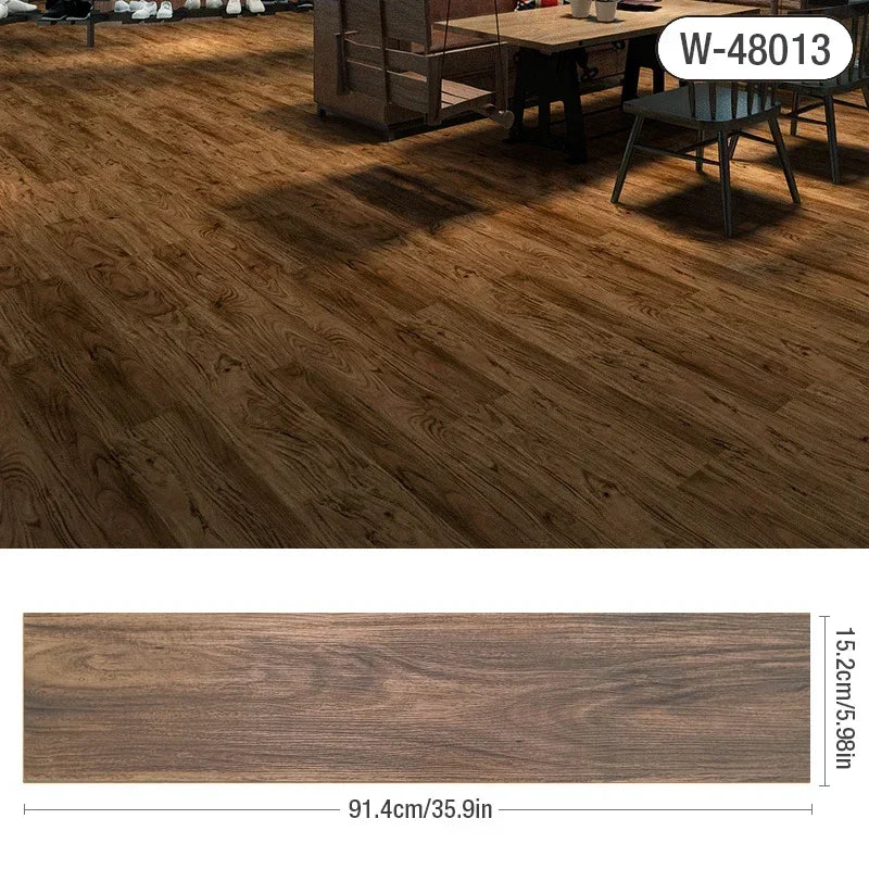 ملصق أرضي ثلاثي الأبعاد ذاتي اللصق مقاس 91 × 15 سم، ورق حائط ثلاثي الأبعاد بنمط حبيبات الخشب السميك، ملصق حائط ثلاثي الأبعاد مقاوم للماء والتآكل