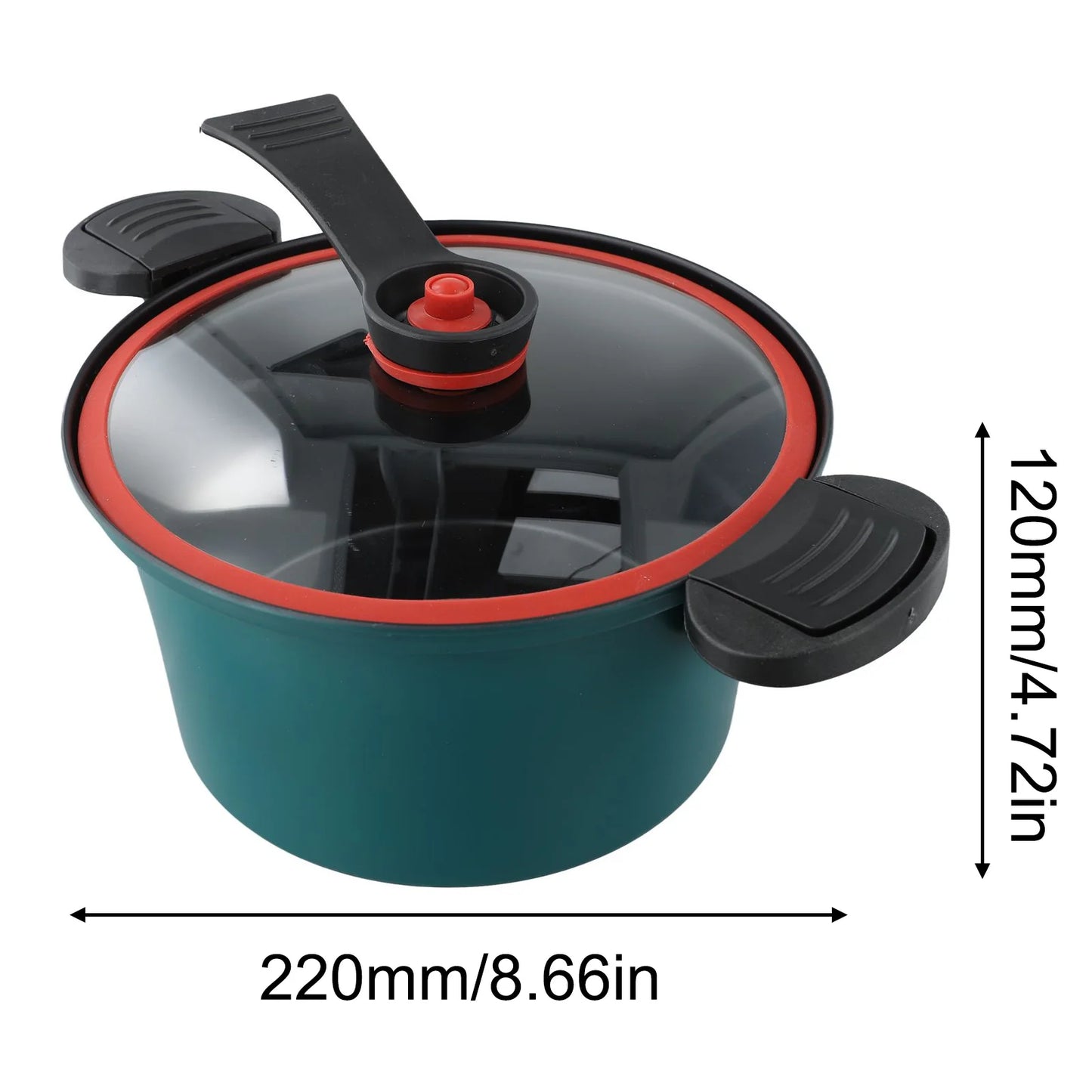 قدر ضغط سعة 3.5 لتر مع طلاء غير لاصق للمطبخ، قدر حساء مضغوط مفرغ من الهواء، قدر يخنة، قدر ضغط مايكروفون