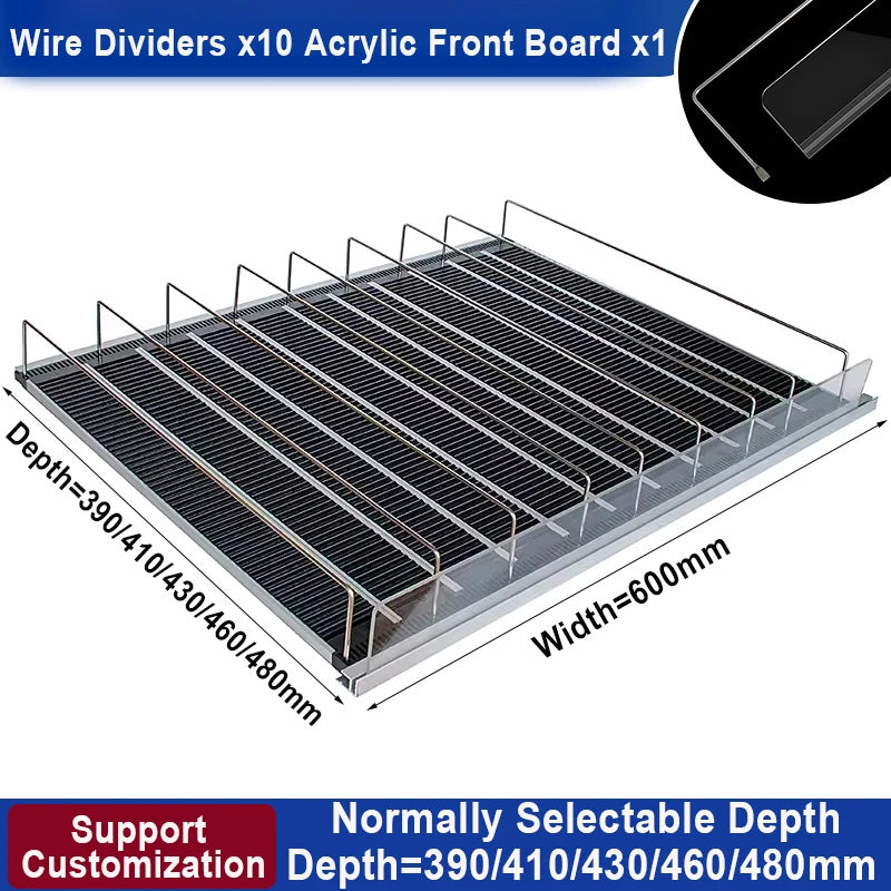 رف عرض المشروبات بالجاذبية مع خاصية التغذية التلقائية، وسلة حامل زجاجات المشروبات في الفريزر، ومبرد السوبر ماركت، ورف بكرة تغذية بالجاذبية